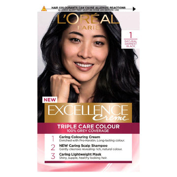 Paris Excellence Crème Permanent Hair Dye 1 Natural Darkest Black